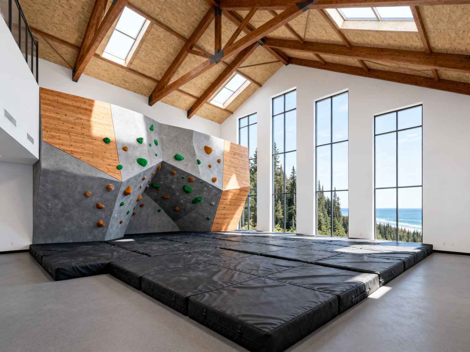 Concept illustration of an indoor climbing and bouldering centre