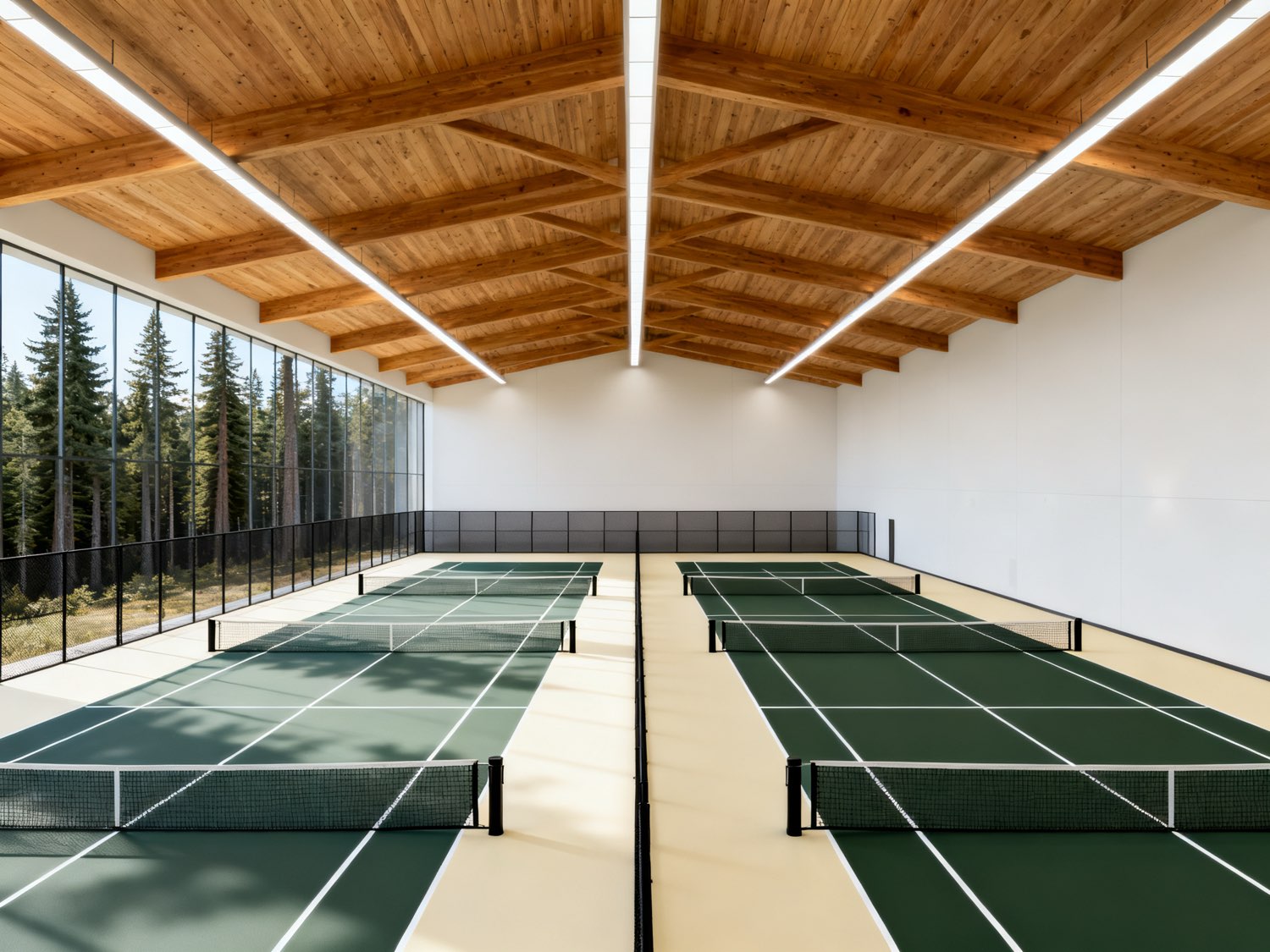 Concept illustration of a six-court indoor pickleball hall